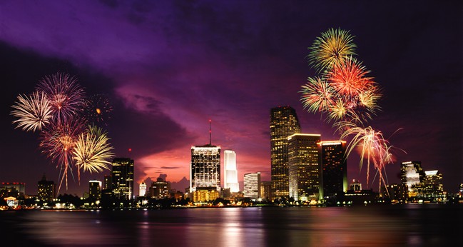 Fireworks over Miami, Florida